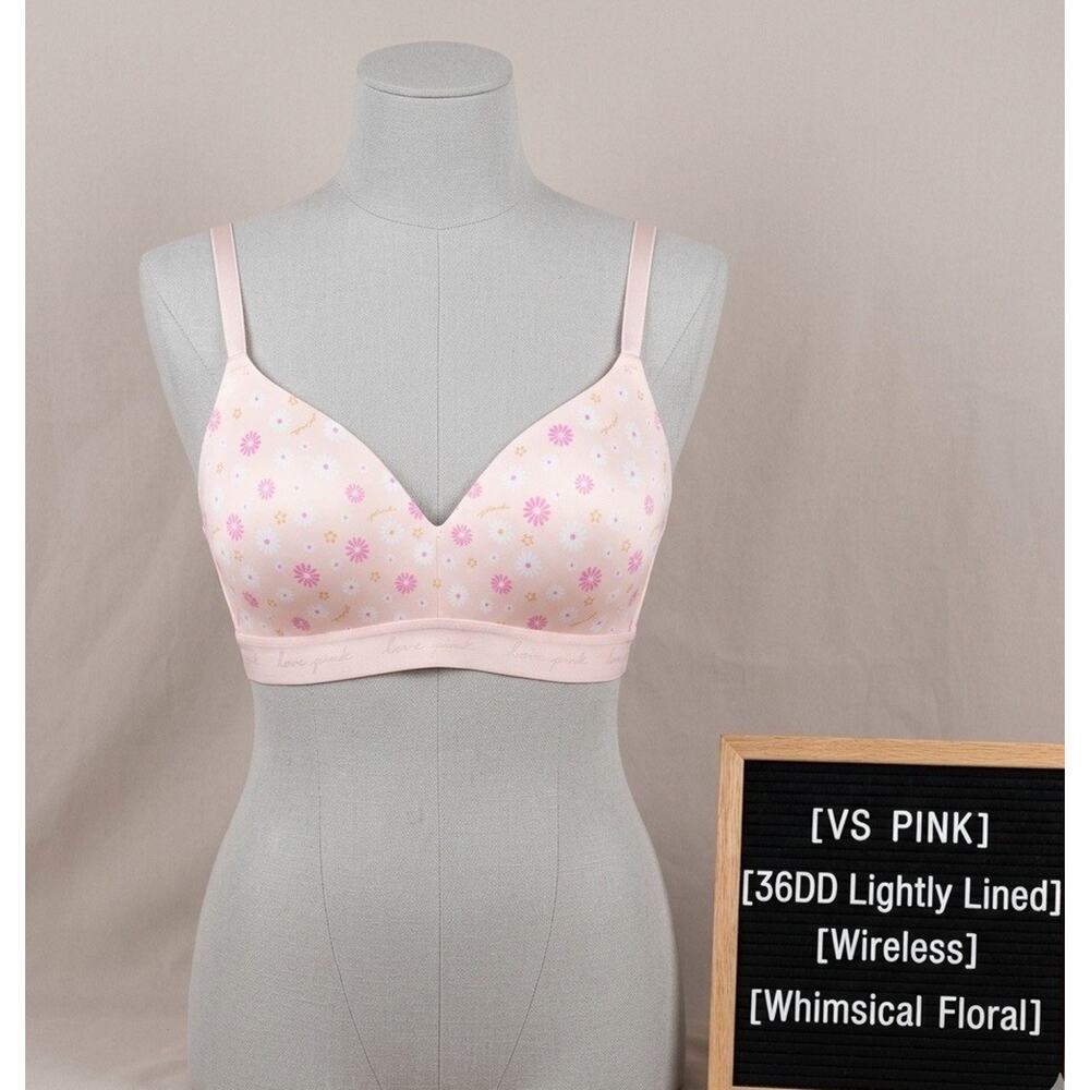 PINK Victoria's Secret 36DD Bra Whimsical Floral Wireless Lightly Lined VS